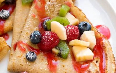 Vanilla Oat Flour Protein Crepes + Berries