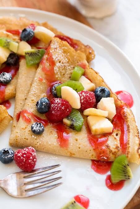 Vanilla Oat Flour Protein Crepes + Berries