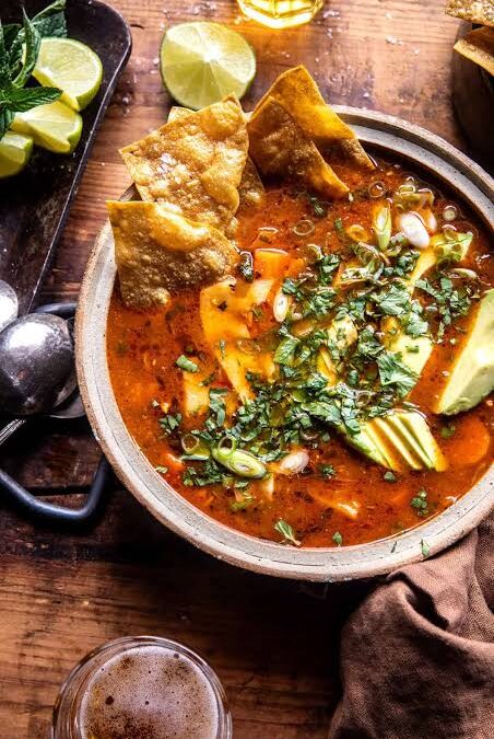 Salsa Verde Brown Rice Chicken Tortilla Soup (Dairy Free)