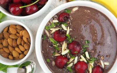 Cherry Plum Chia Almond Smoothie Bowls