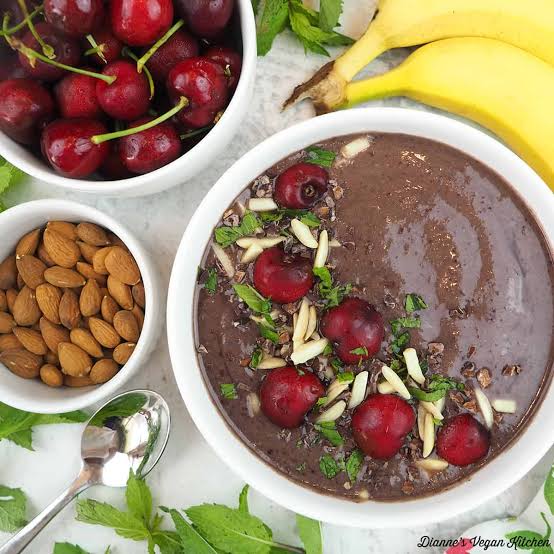 Cherry Plum Chia Almond Smoothie Bowls